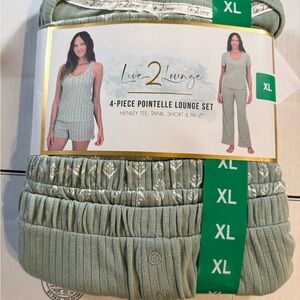 Live 2 Lounge Women's Green Pointelle Pajama Set